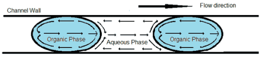 Internal Circulation of two Immiscible Liquid Phases in a Microreactor